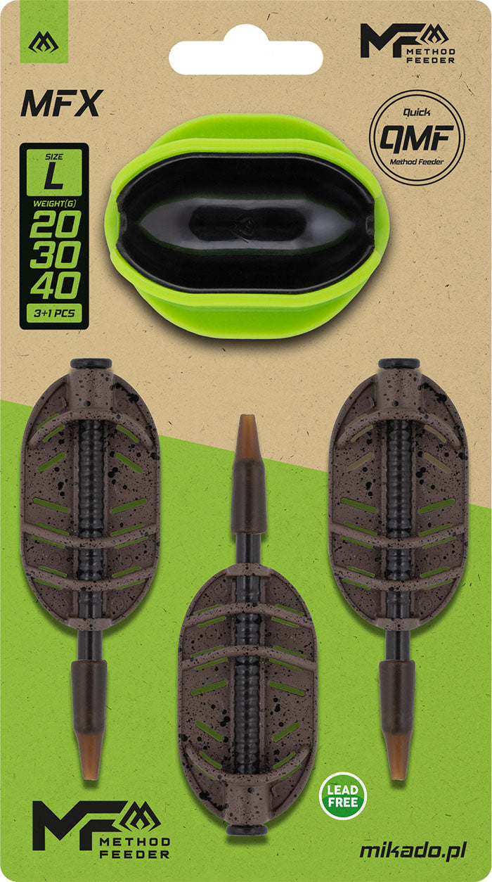 Mikado Feeder - Method Feeder Mfx - Q.M.F. Größe L - Set - 20+30+40g + Feeder Mould - 1 set.