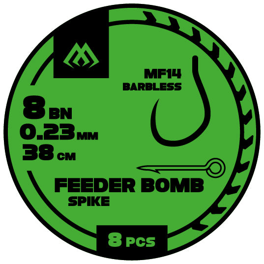 Mikado Fb Rig - MF14 Mit Spike - Haken Ohne Widerhaken NR. 10 / Monoschnur 0.20mm/38cm - 8 Stk.