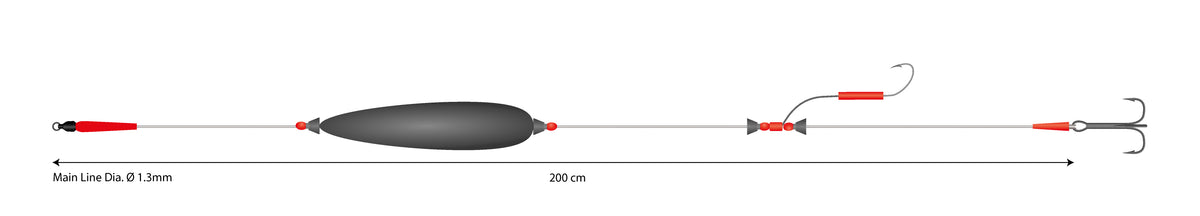 Mikado Set - Wels - Mono Catfish Set Iii - Big Bait Ready Rig 10g/200cm/100kg - Drillingshaken: 2/0 Haken Grösse 4/0 - 1 Stk.