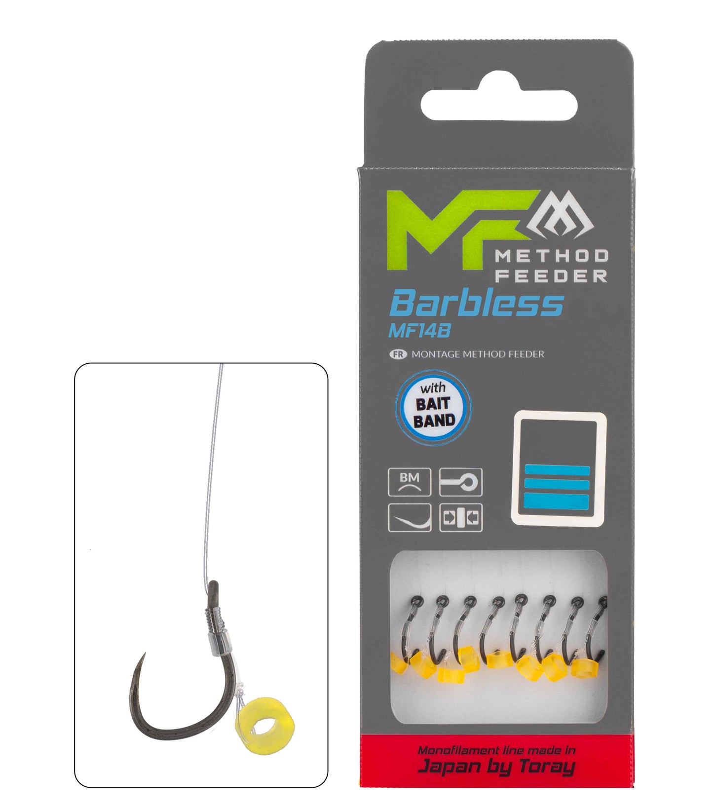 Mikado Leader Mf - MF14 Mit Gummi - Haken Ohne Widerhaken 10 / SCHNUR: 0.20mm/10cm - 8 Stk.