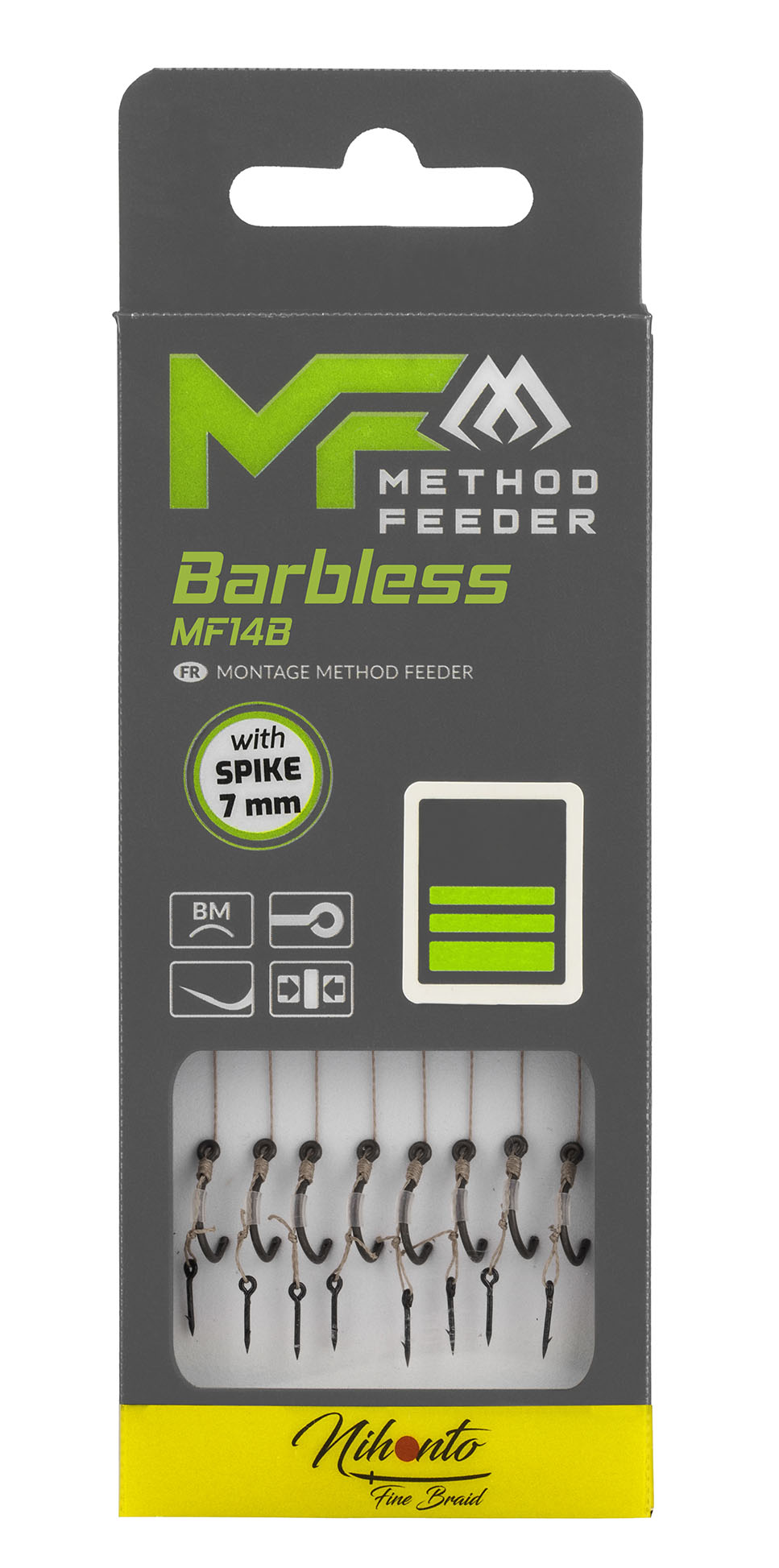 Mikado Leader Mf - MF14 Mit Nadel - Haken Ohne Widerhaken 8 / Geflochtene SCHNÜRE: 0.14mm/10cm - 8 Stk.