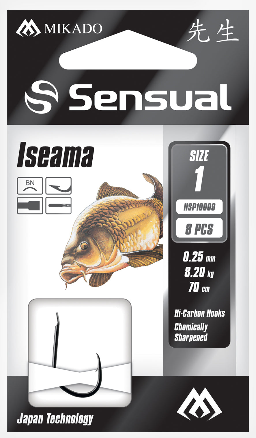 Mikado Gebundene Haken - Sensual - Iseama No 1 Bn / Schnur: 0.25mm/70cm - 8 Stk.