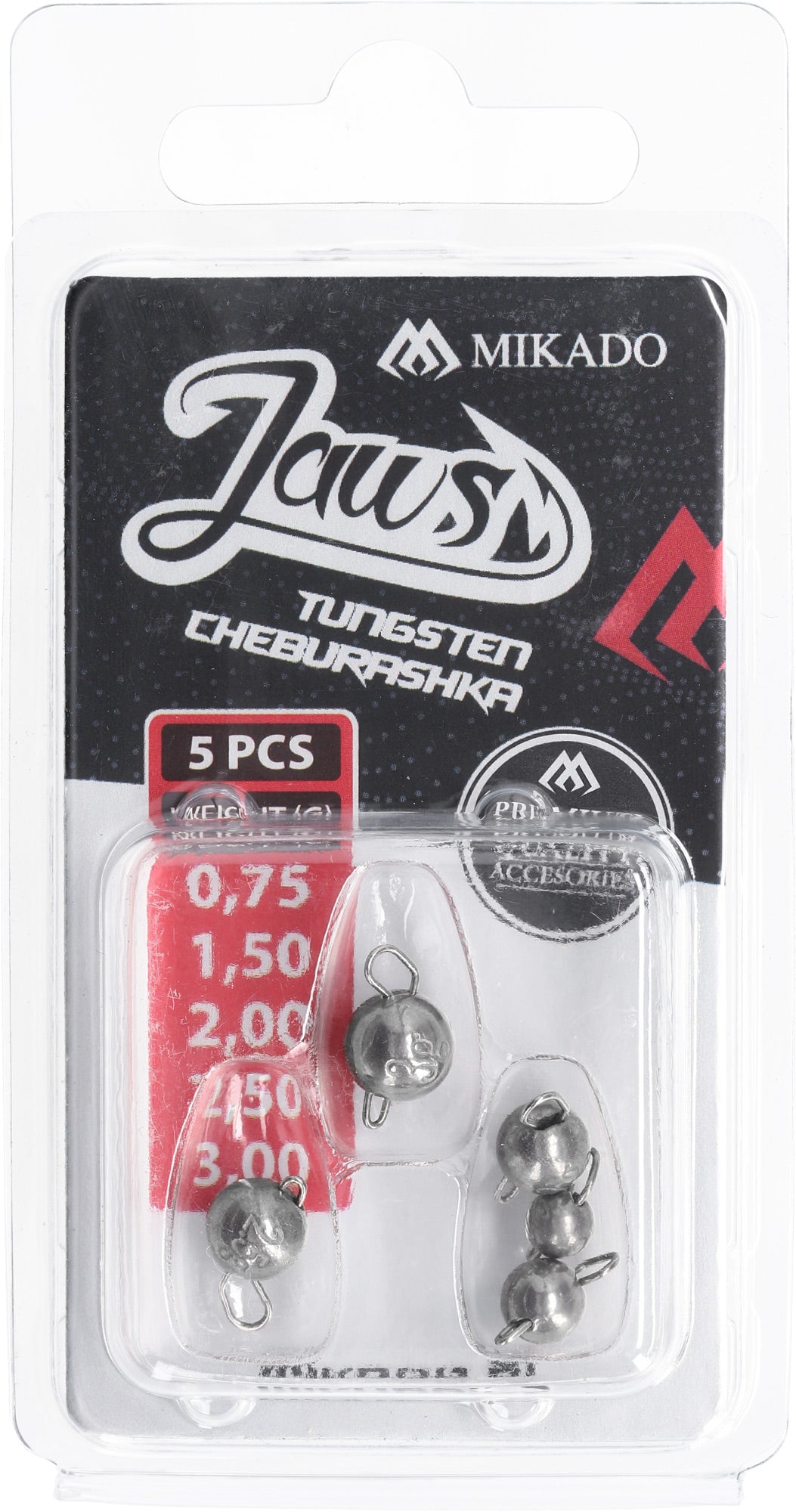 Mikado Cheburashka - Tungsten Jaws Set (0.75g/1.5g/2g/2.5g/3g) - 5 Stk.