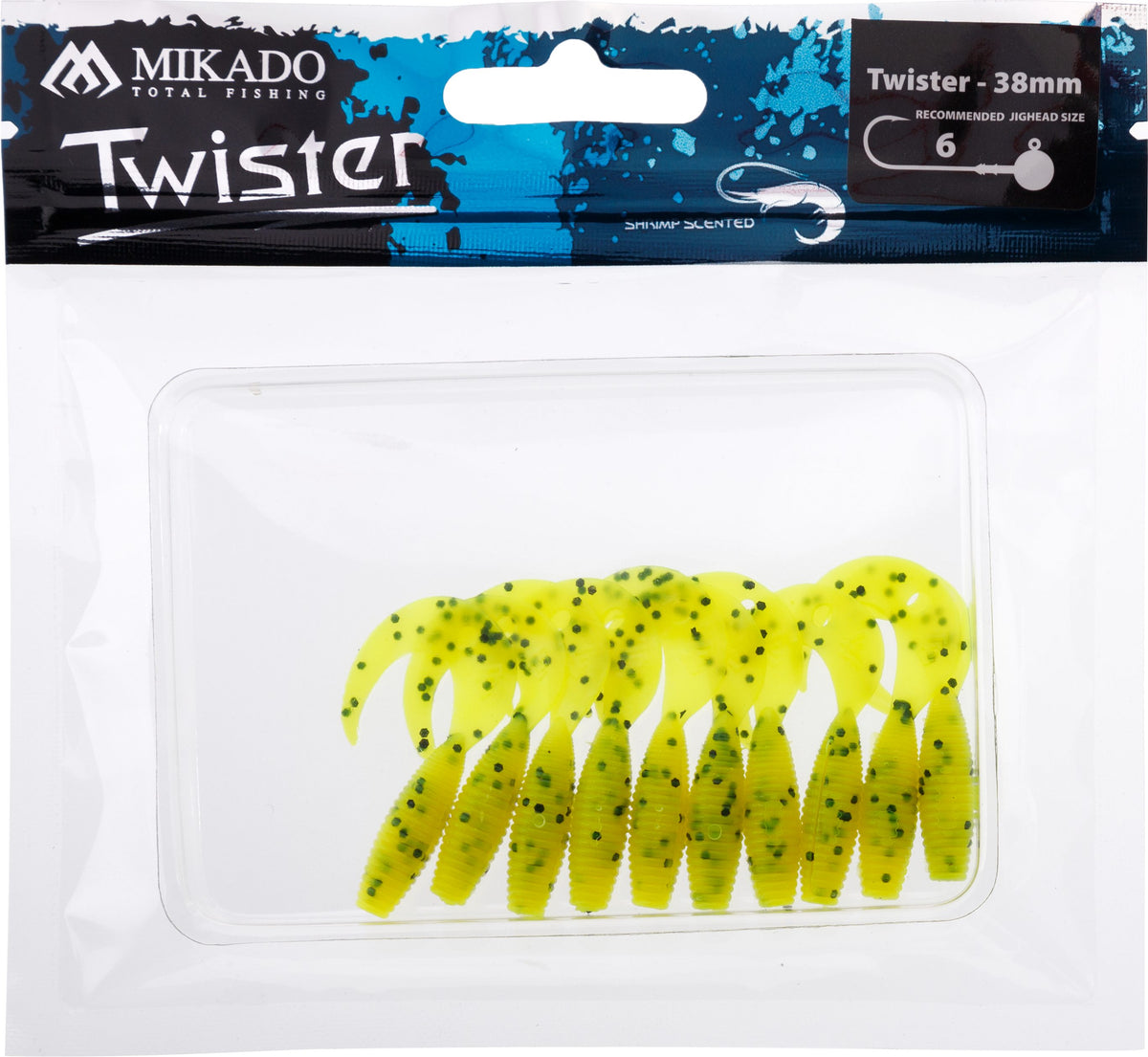 Mikado Köder - Twister 38mm/ Chartreuse Pepper - 10 Stk.