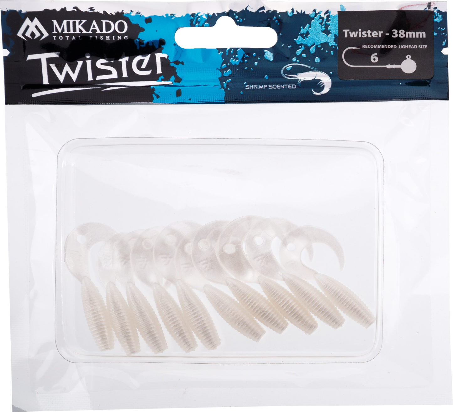 Mikado Köder - Twister 38mm/ Pearl - 10 Stk.