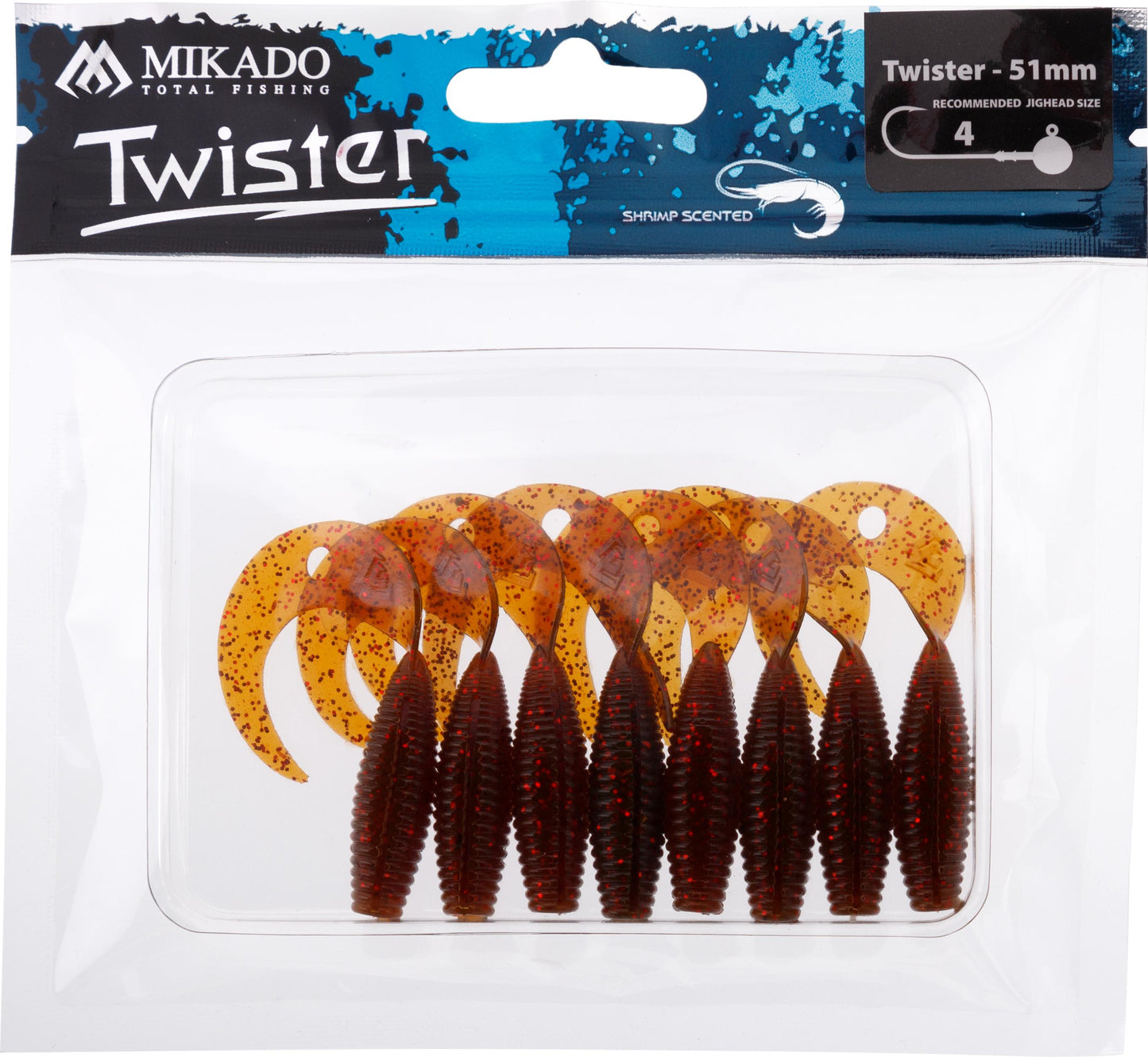 Mikado Köder - Twister 51mm/ Motoroil Red - 8 Stk.