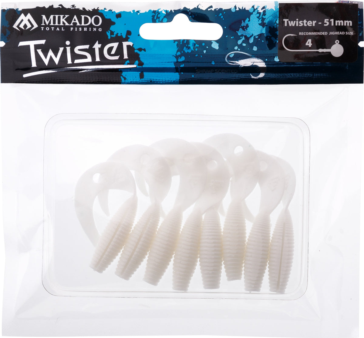 Mikado Köder - Twister 51mm/ White - 8 Stk.