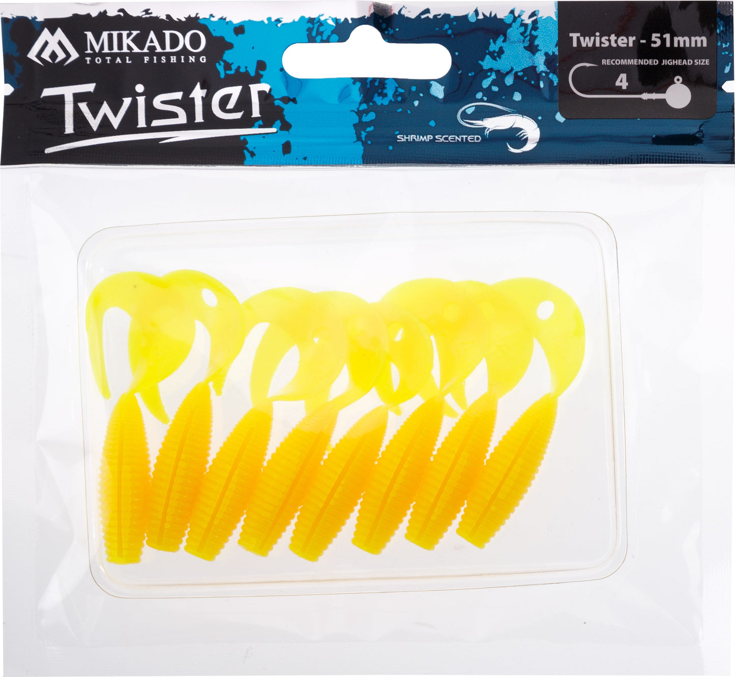 Mikado Köder - Twister 51mm/ Yellow - 8 Stk.