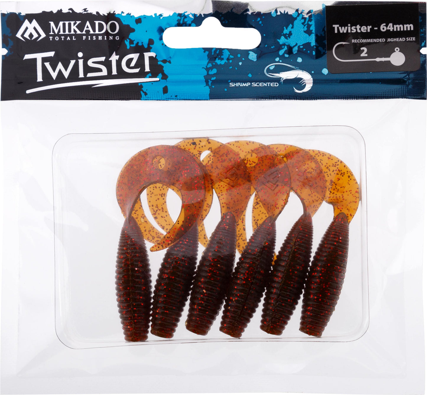 Mikado Köder - Twister 64mm/ Motoroil Red - 6 Stk.