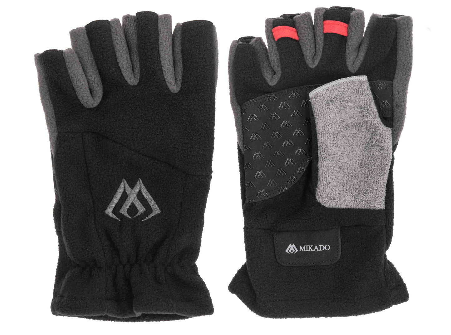 Mikado Fleecehandschuhe - Halbfinger Pro Größe M - Schwarz-Grau - 1 Set