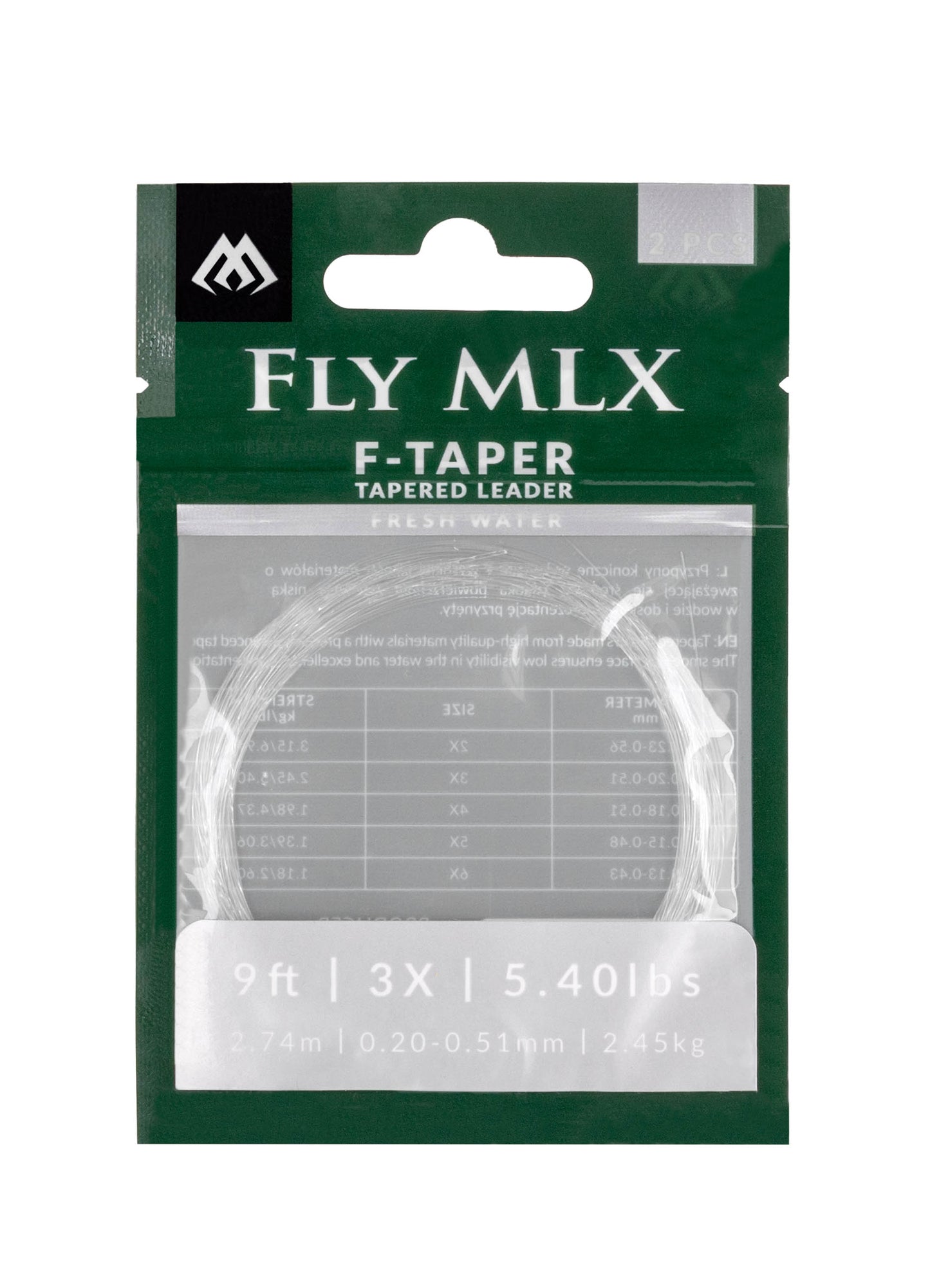 Mikado Konisches Fliegenvorfach - Fly Mlx F-Taper 9ft/6X (0.13mm) - 2 Stk.