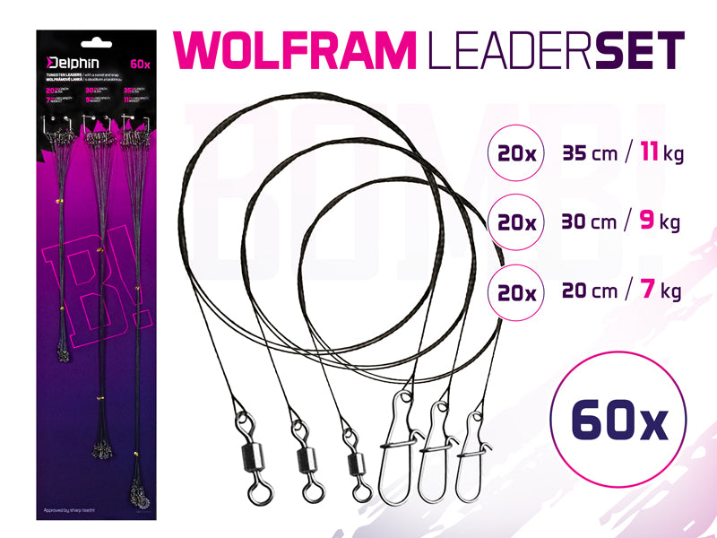 Wolframvorfach Set BOMB! mit Wirbel und Karabiner
