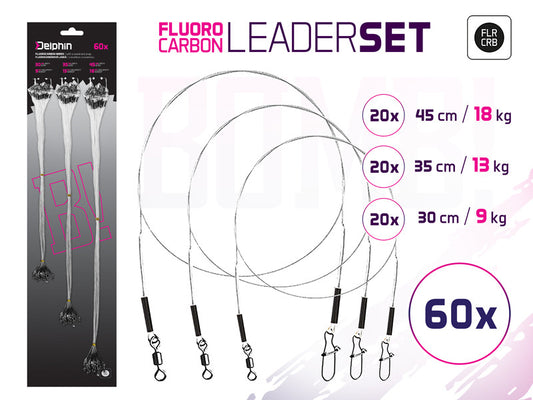 Fluorocarbonvorfach Set BOMB! mit Wirbel und Karabiner