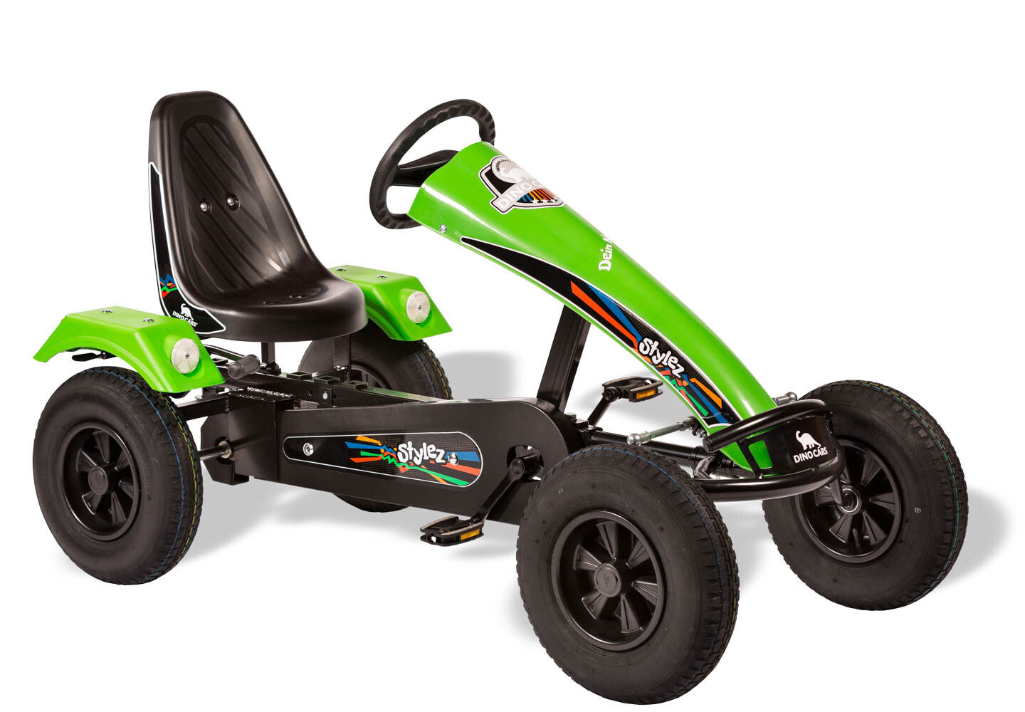 Dino-Cars Stylez - Rahmen Schwarz | Frontspoiler und Kotflügel Grün | Leichtlaufreifen | ZF Freilauf