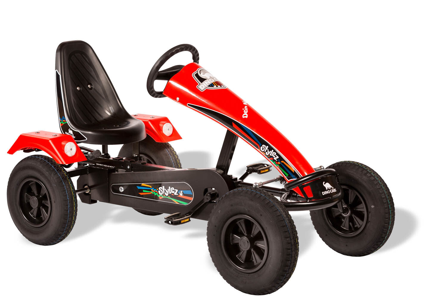 Dino-Cars Stylez - Rahmen Schwarz | Frontspoiler und Kotflügel Rot | Leichtlaufreifen | ZF Freilauf