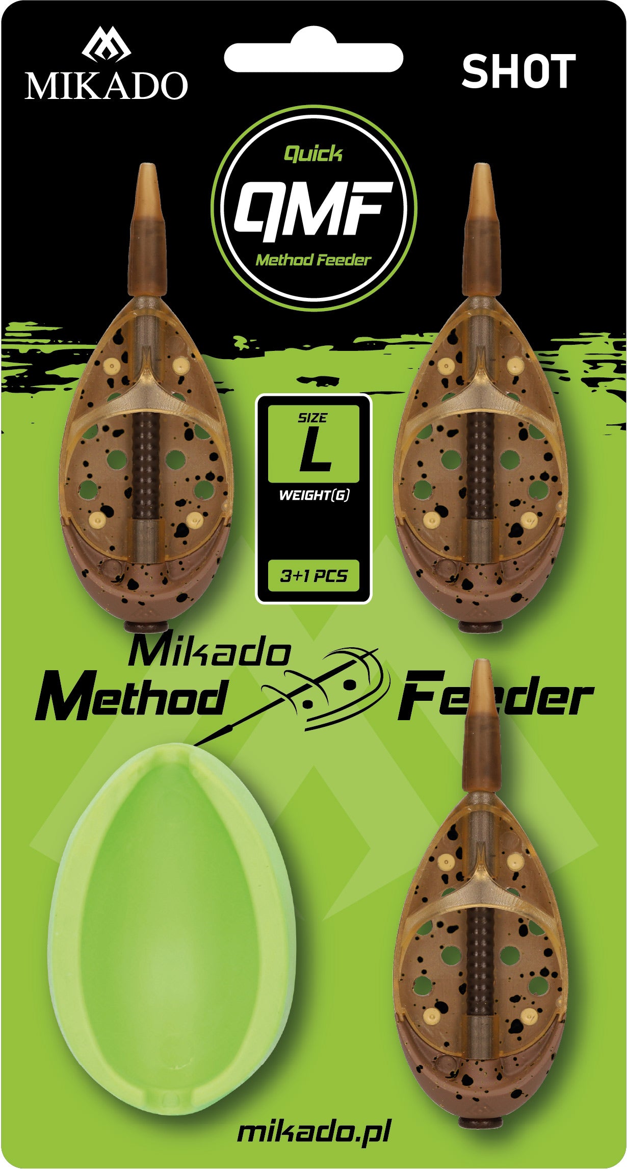 Mikado Feeder - Method Feeder Shot Q.M.F. Set L - 3x30g + Feeder Form - 1 Satz