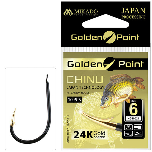 Mikado Haken - Golden Point - Chinu NR. 12 Gb - 10 Stk.