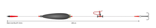 Mikado Set - Wels - Mono Catfish Set I-Adjustable Combi Rig 10g/200cm/100kg - Drillingshaken: 2/0 - 1 Stk.