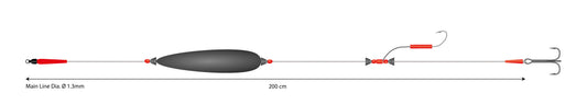 Mikado Set - Wels - Mono Catfish Set Iii - Big Bait Ready Rig 20g/200cm/100kg - Drillingshaken: 3/0 Haken Grösse 6/0 - 1 Stk.