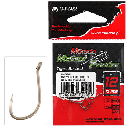Mikado Haken - Method Feeder - 36 NR. 6 Br - Mit Widerhaken - 10 Stk.