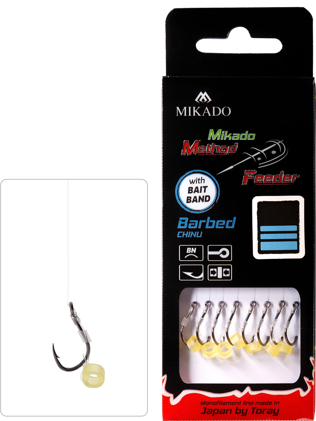Mikado Methode Feeder Rig - Mit Gummi - Haken Mit Widerhaken Grösse 4 / Schnur: 0.28mm/10cm - 8 Stk.