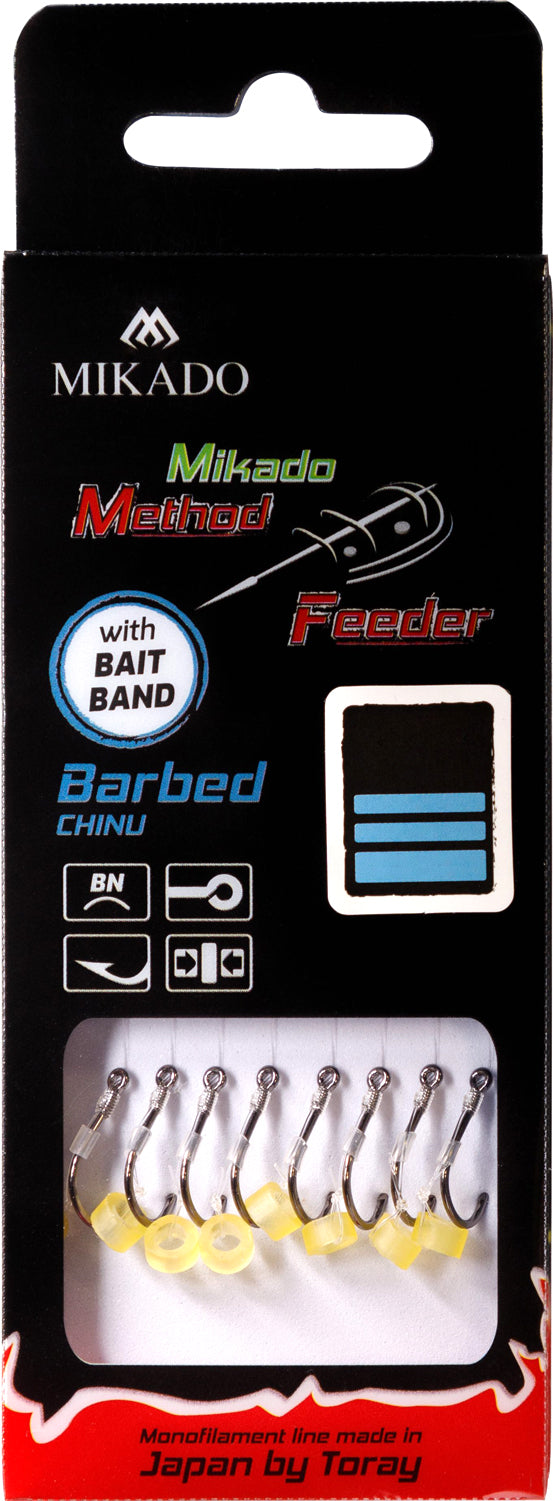 Mikado Methode Feeder Rig - Mit Gummi - Haken Mit Widerhaken Grösse 12 / Schnur: 0.23mm/10cm - 8 Stk.