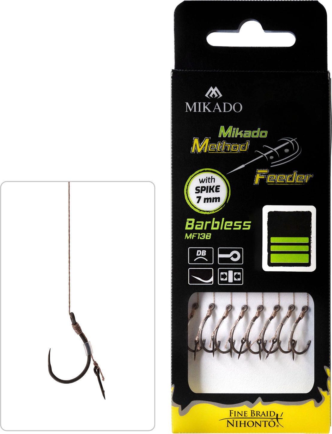 Mikado Methode Feeder Rig - Mit Nadel Haken Ohne Widerhaken 4 / Geflochtene Schnüre 0.16mm/10cm - 8 Stk.