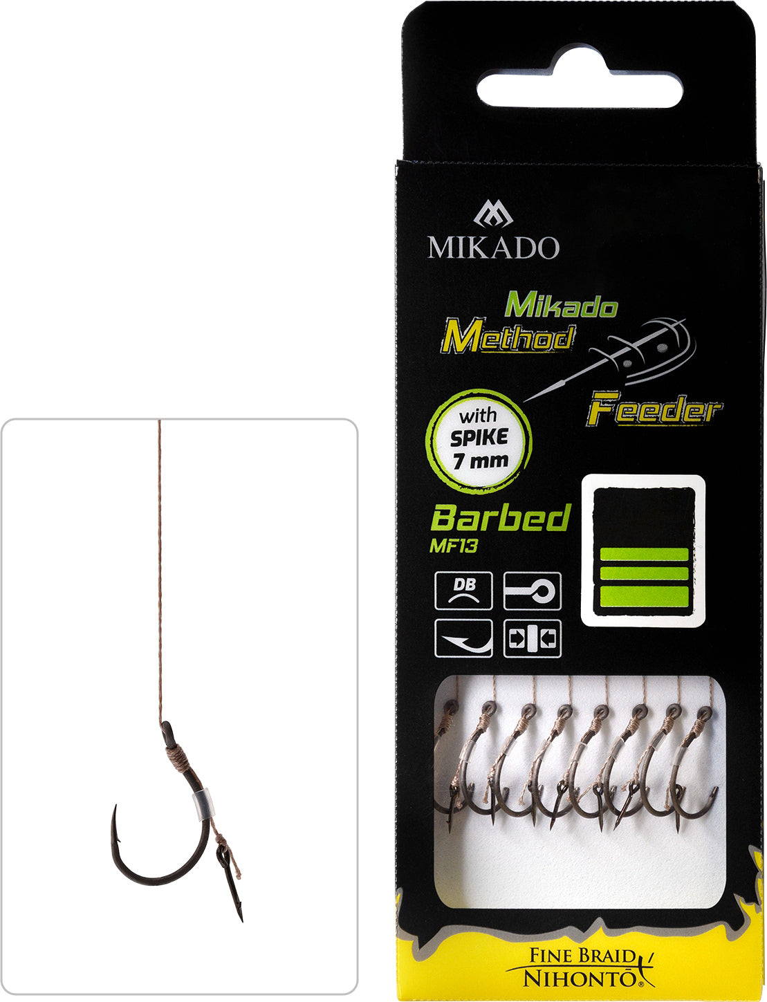 Mikado Methode Feeder Rig - Mit Nadel - Haken Mit Widerhaken Grösse 12 / Geflochtene Schnüre: 0.12mm/10cm - 8 Stk.