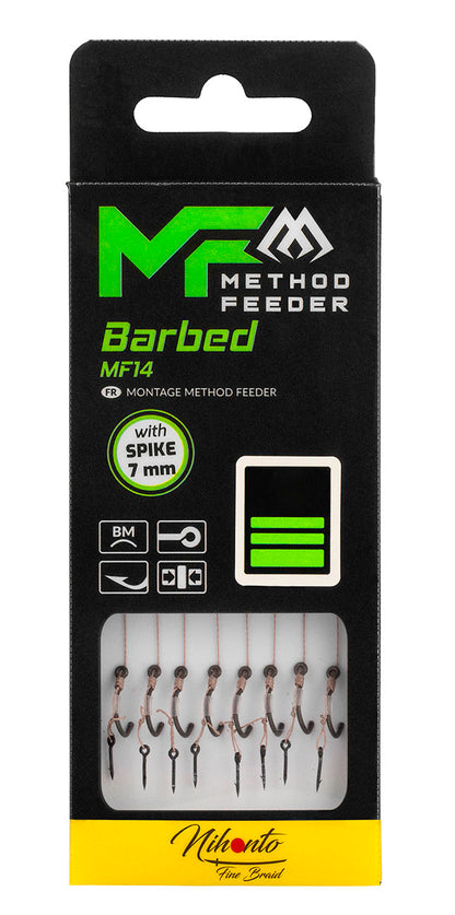 Mikado Leader Mf - MF14 Mit Nadel - Haken Mit Widerhaken Grösse  8 / Geflochtene SCHNÜRE: 0.14mm/10cm - 8 Stk.