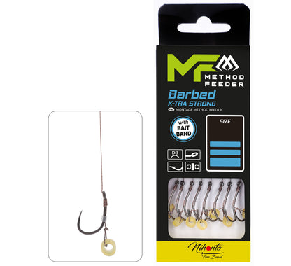 Mikado Leader Mf - Mit Gummiband - Haken Mit Widerhaken NR. 6 Db / Geflochtene SCHNUR: 0,12 MM/10 Cm - 8 STK.