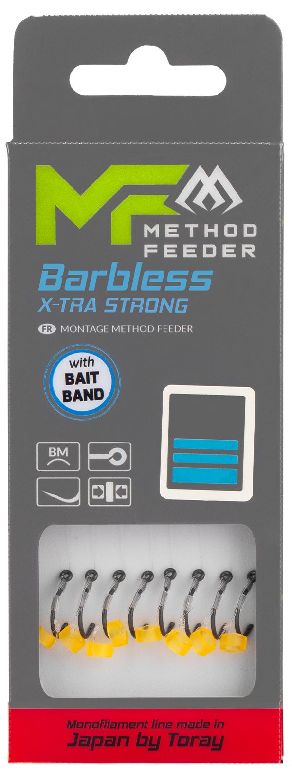 Mikado Method-Feeder-Vorfach - X-Tra Strong Mit Köderband - Haken Ohne Widerhaken NR. 10 / Monofil 0.23mm/10cm - 8 Stk.