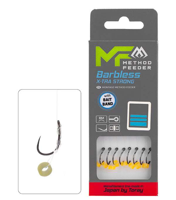 Mikado Method-Feeder-Vorfach - X-Tra Strong Mit Köderband - Haken Ohne Widerhaken NR. 12 / Monofil 0.20mm/10cm - 8 Stk.