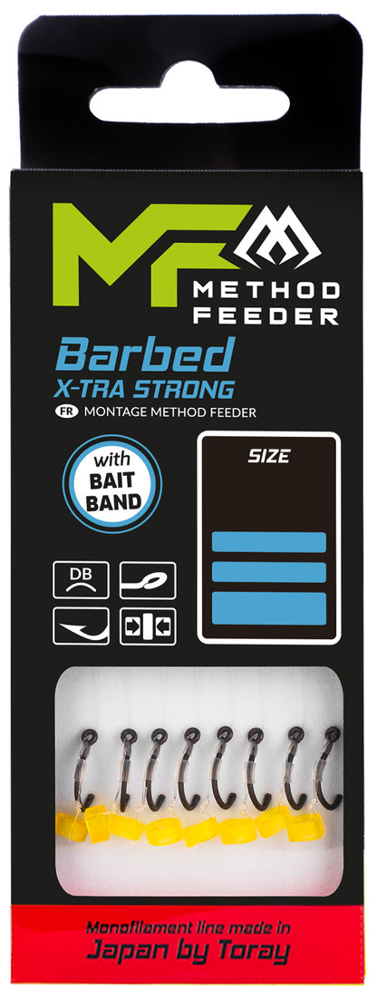 Mikado Method-Feeder-Vorfach - X-Tra Strong Mit Köderband - Haken Mit Widerhaken NR. 14 / Monofil 0.20mm/10cm - 8 Stk.