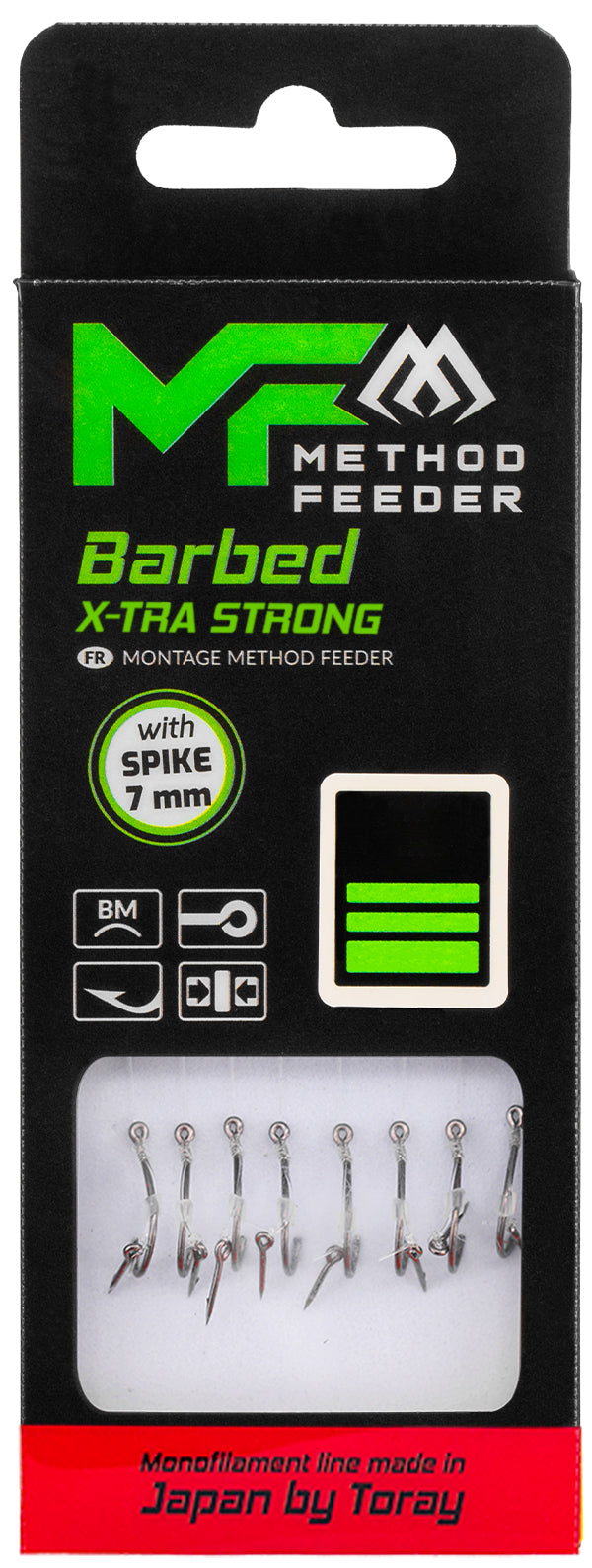 Mikado Method-Feeder-Vorfach - X-Tra Strong Mit Köderspike - Haken Mit Widerhaken NR. 12 / Monofil 0.20mm/10cm - 8 Stk.