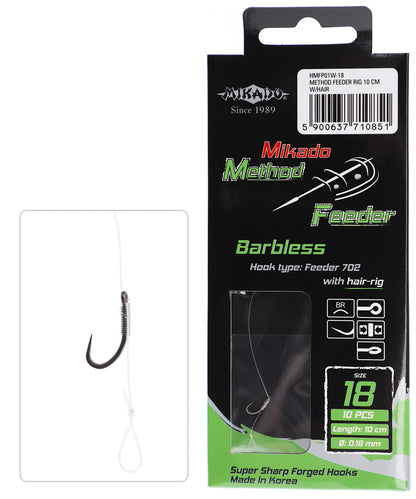Mikado Methode Feeder Rig - Mit Haar - Haken Ohne Widerhaken 16 / Schnur: 0.20mm/10cm - 8 Stk.