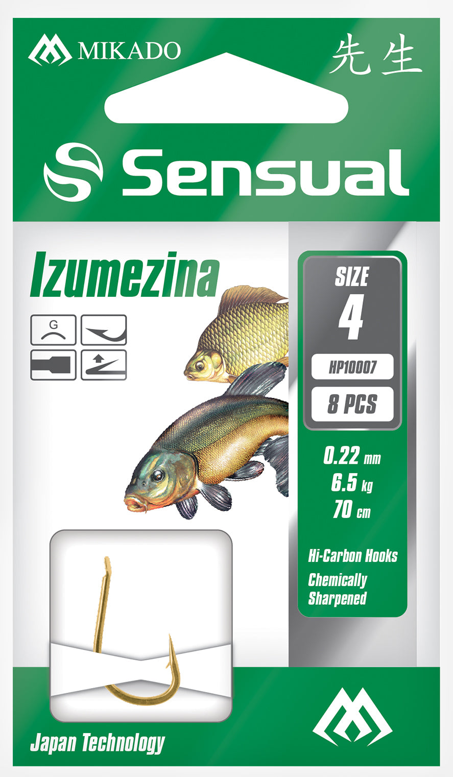 Mikado Gebundene Haken - Sensual - Izumezina No 10 G / Schnur: 0.18mm/70cm - 8 Stk.