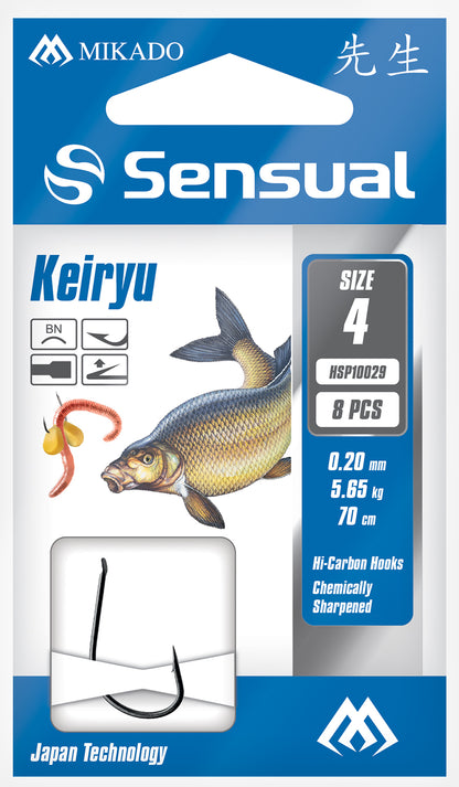 Mikado Gebundene Haken - Sensual - Keiryu No 6 Bn / Schnur: 0.18mm/70cm - 8 Stk.
