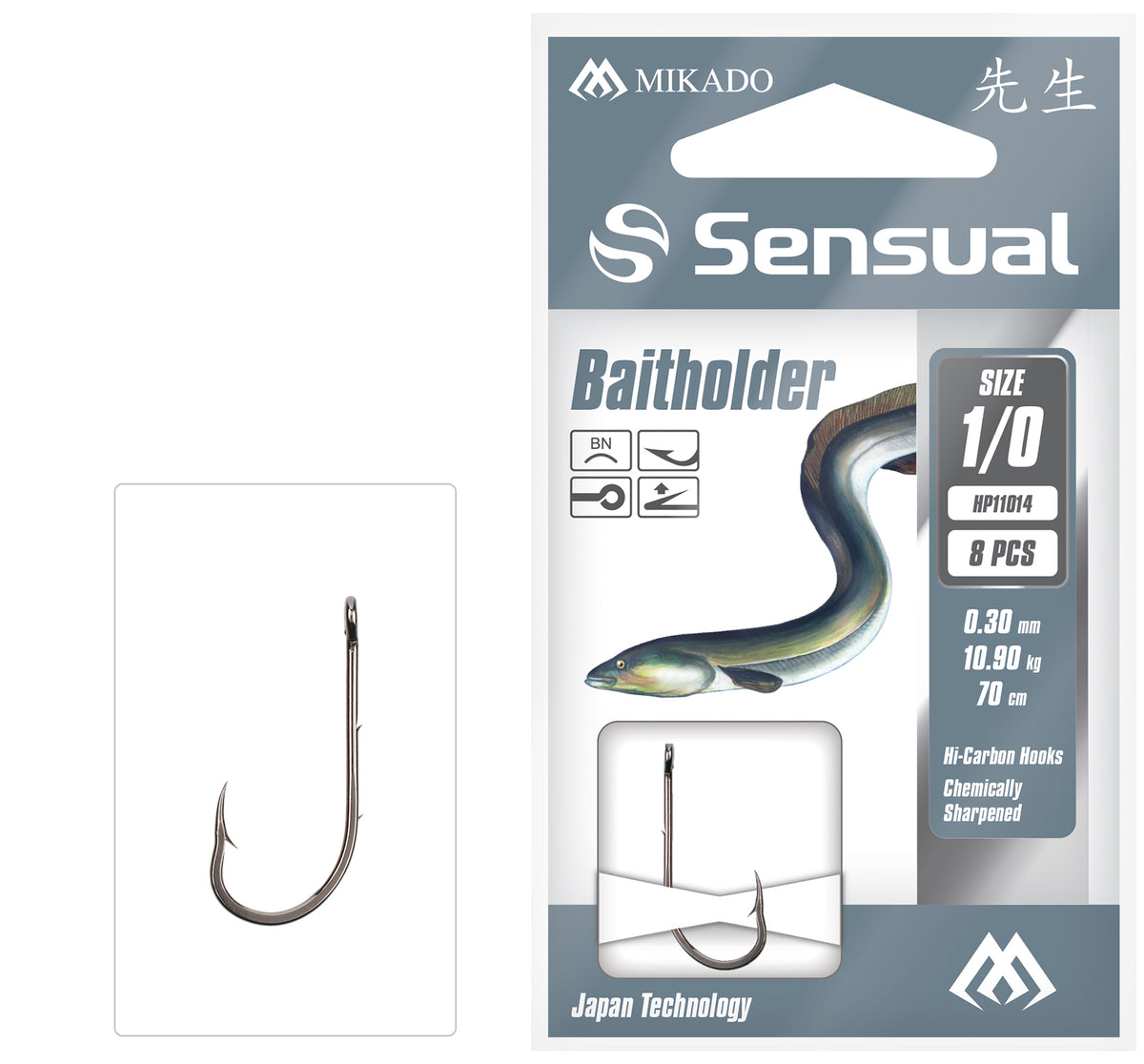 Mikado Gebundene Haken - Sensual - Baitholder No 1 Bn / Schnur: 0.30mm/70cm - 8 Stk.