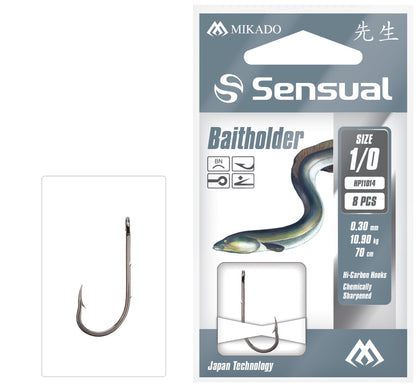 Mikado Gebundene Haken - Sensual - Baitholder No 2 Bn / Schnur: 0.28mm/70cm - 8 Stk.