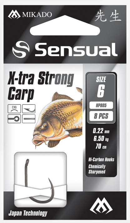 Mikado Gebundene Haken - Sensual - X-Tra Strong Carp No 10 Db / Schnur: 0.20mm/70cm - 8 Stk.