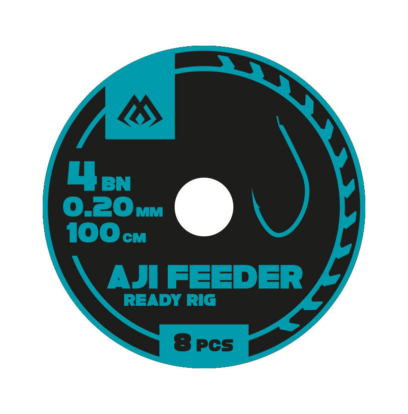 Mikado Ready Rigs - Aji Feeder Nr 14 Bn / Monofile Schnur: 0.12mm/100cm - 8 pcs.