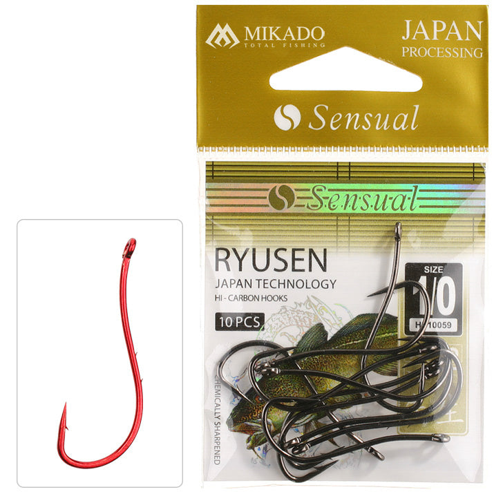 Mikado Haken - Sensual - Ryusen W/RING NR. 2 Red - 10 Stk.