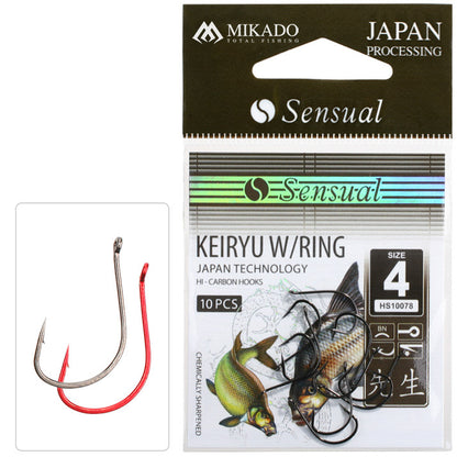 Mikado Haken - Sensual - Keiryu W/RING NR. 6 Red - 10 Stk.