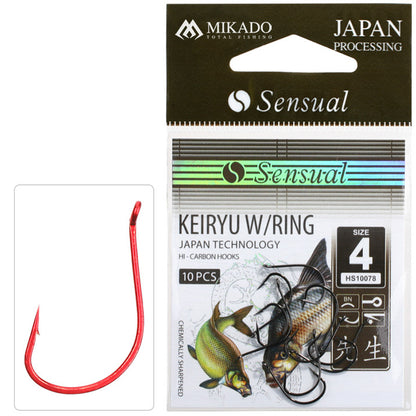Mikado Haken - Sensual - Keiryu W/RING NR. 10 Red - 10 Stk.