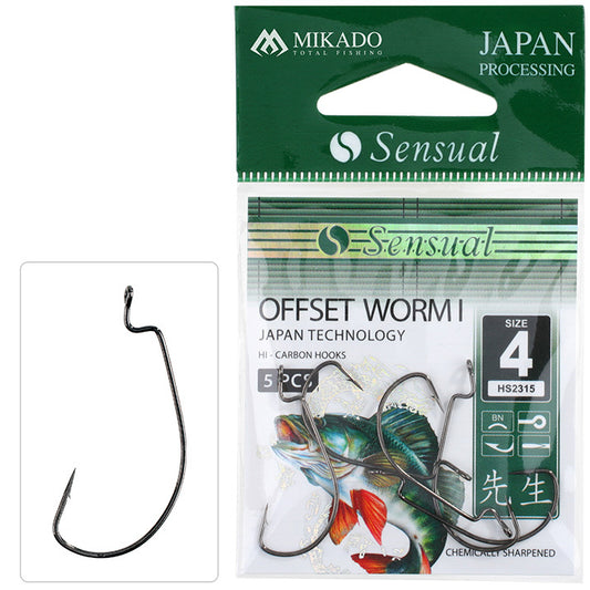 Mikado Haken - Sensual - Offset Worm I NR. 4 Bn - 5 Stk.