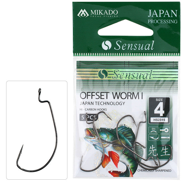Mikado Haken - Sensual - Offset Worm I NR. 4/0 Bn - 5 Stk.