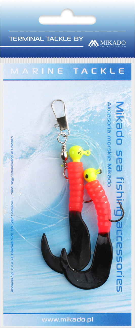 Mikado Meeres-Set - Pilk Twist Jighead Rig 7.5cm-2x6g - Rot Und Schwarz - 1 Satz
