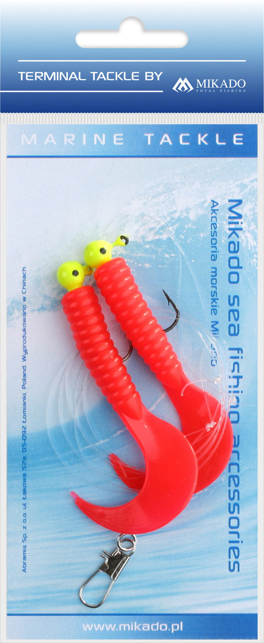 Mikado Meeres-Set - Pilk Twist Jighead Rig 7.5cm-2x3g - Rot - 1 Satz