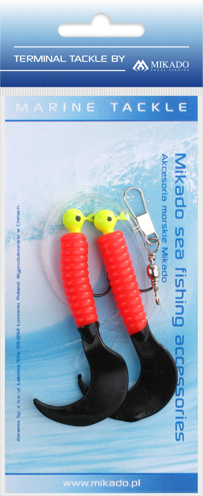 Mikado Meeres-Set - Pilk Twist Jighead Rig 7.5cm-2x3g - Rot Und Schwarz - 1 Satz