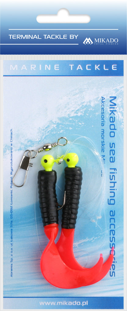 Mikado Meeres-Set - Pilk Twist Jighead Rig 7.5cm-2x3g - Schwarz Und Rot - 1 Satz